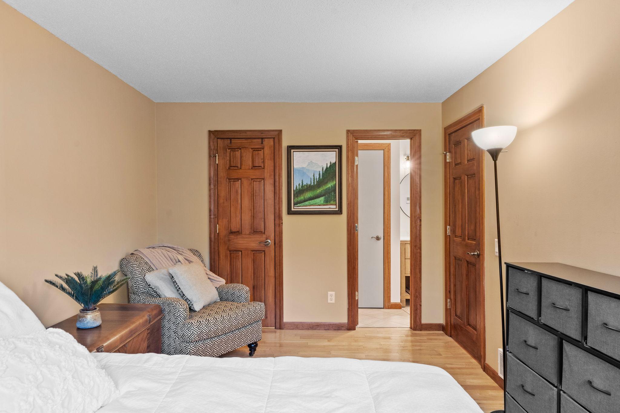 Oversized primary bedroom with en-suite style access to full bath