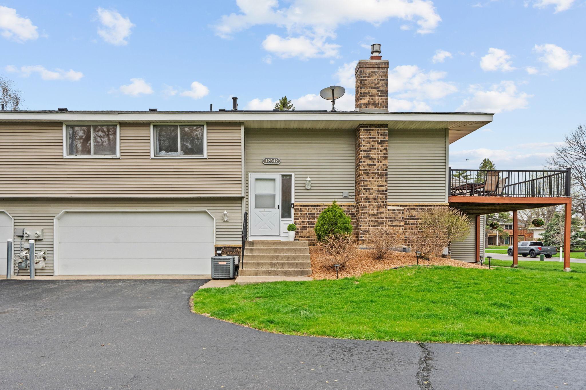 Front entry faces pond