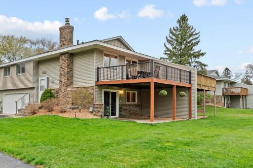 Brand new railing and refreshed stain; deck is solid for years to come!