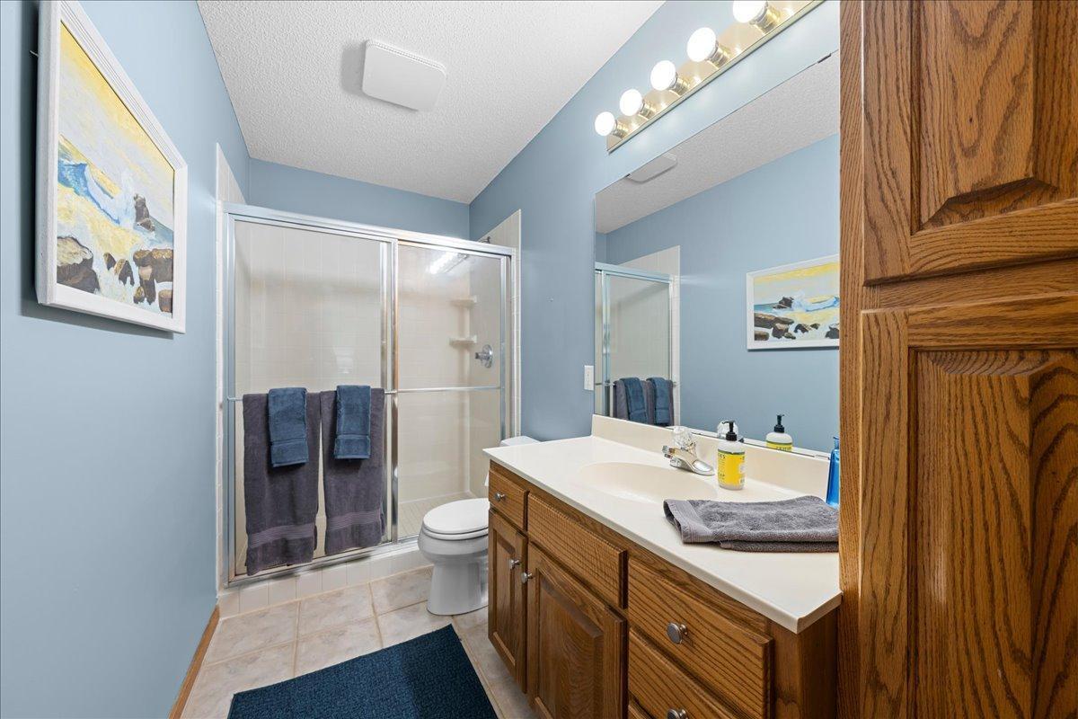 3/4 bath in lower level.