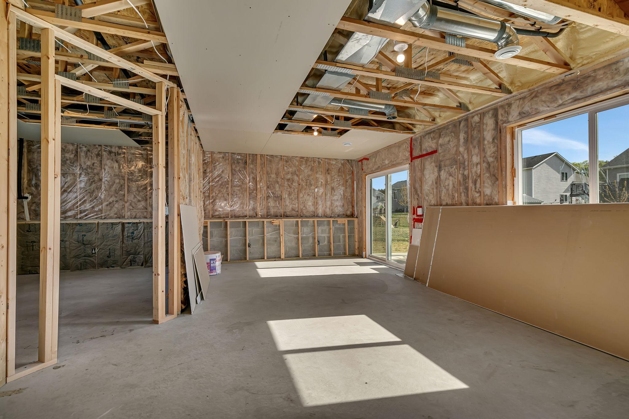 Future family room with sliding door to patio