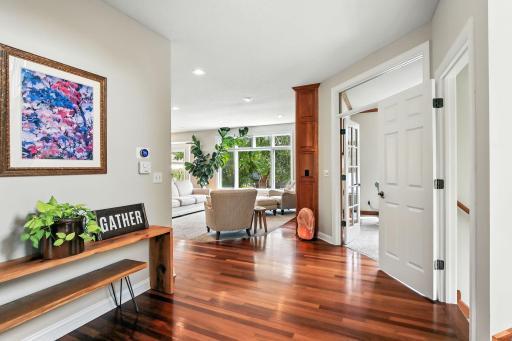 Looking into the living room from entry foyer