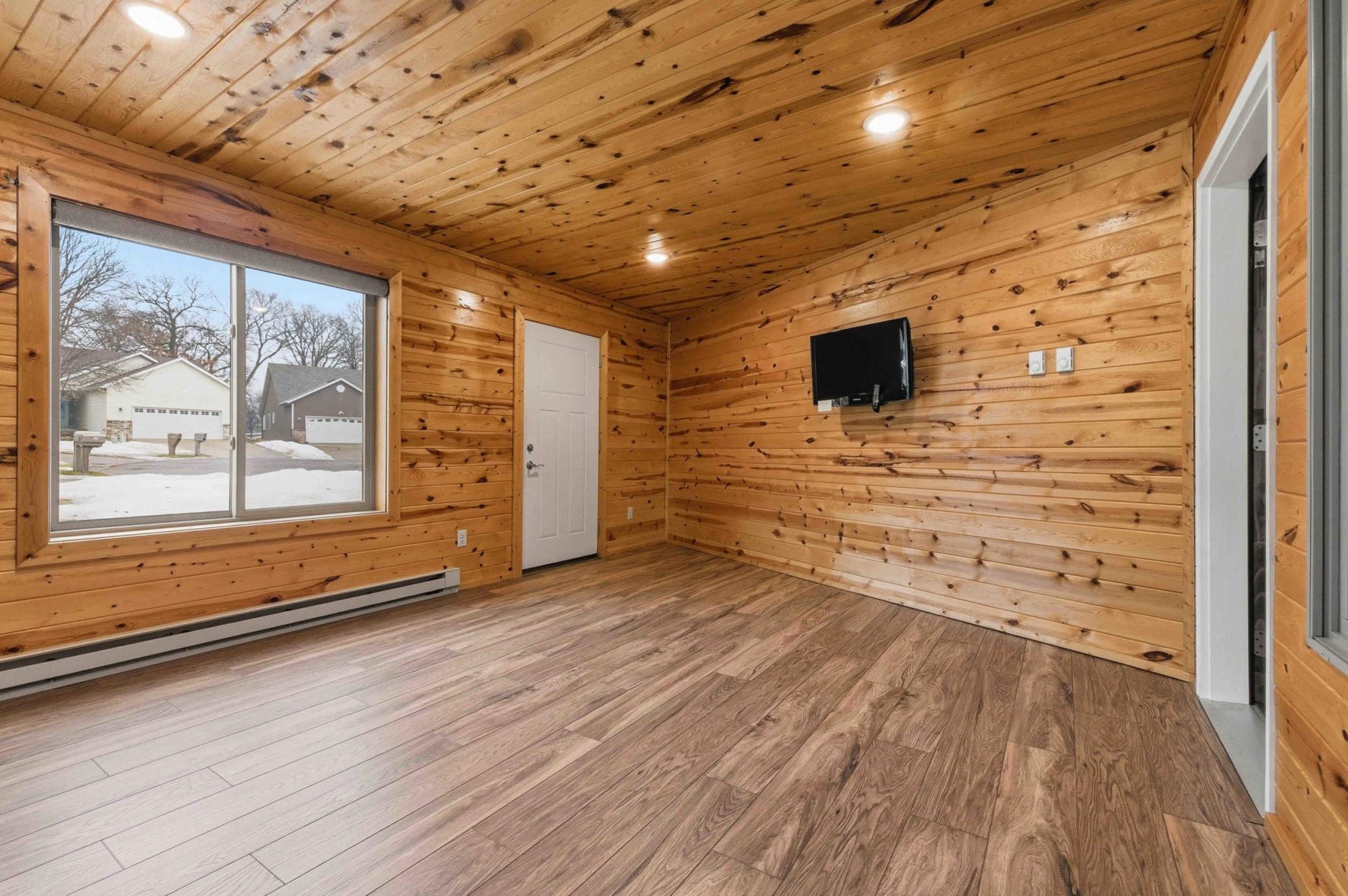 Family room with interior door and outside door