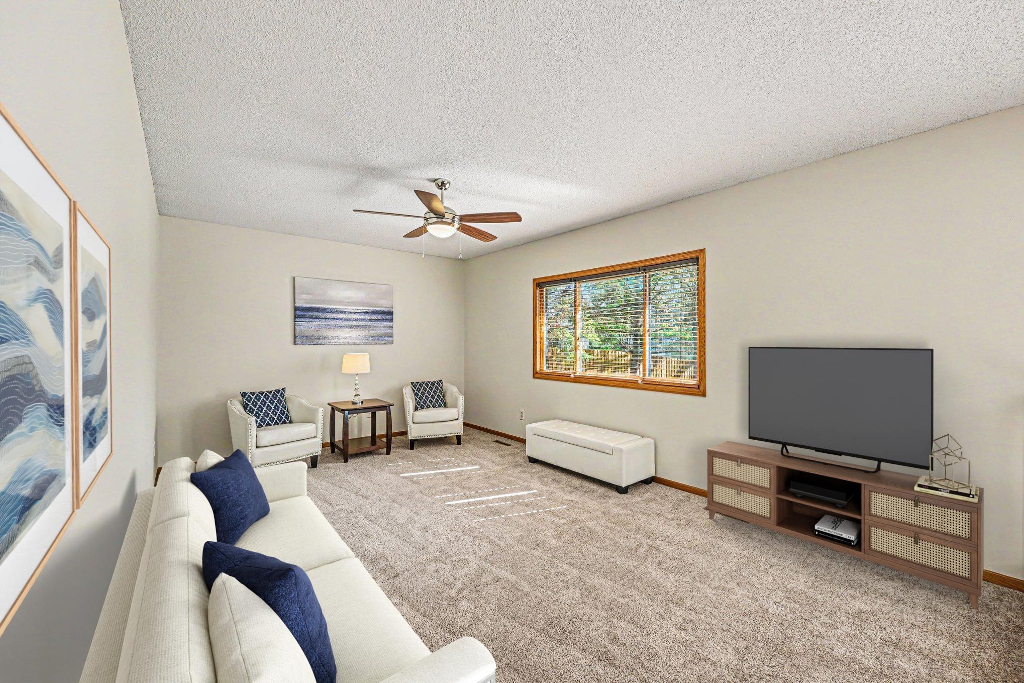 Virtually staged family room