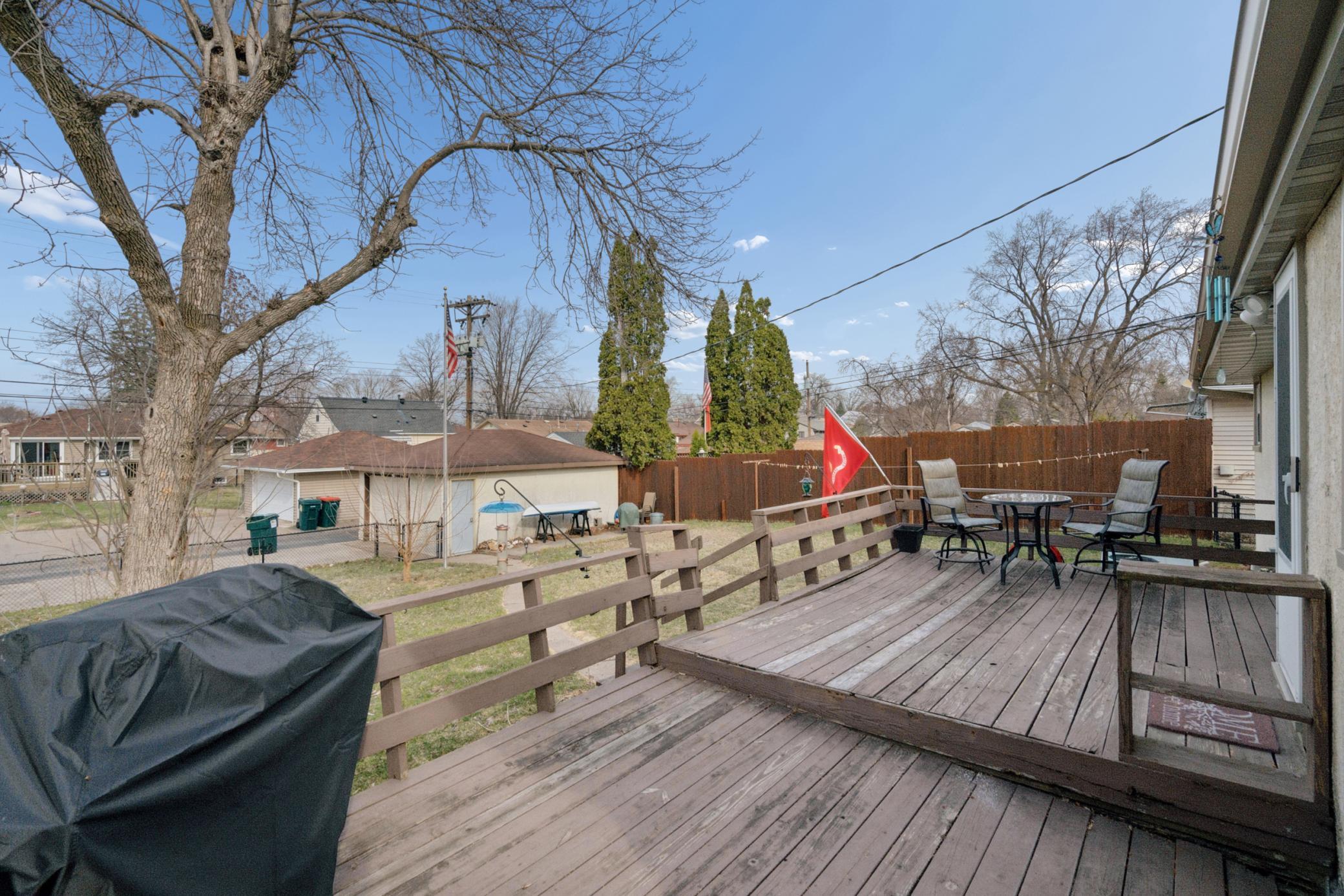 Expansive deck offers an ideal setup for entertaining or relaxing