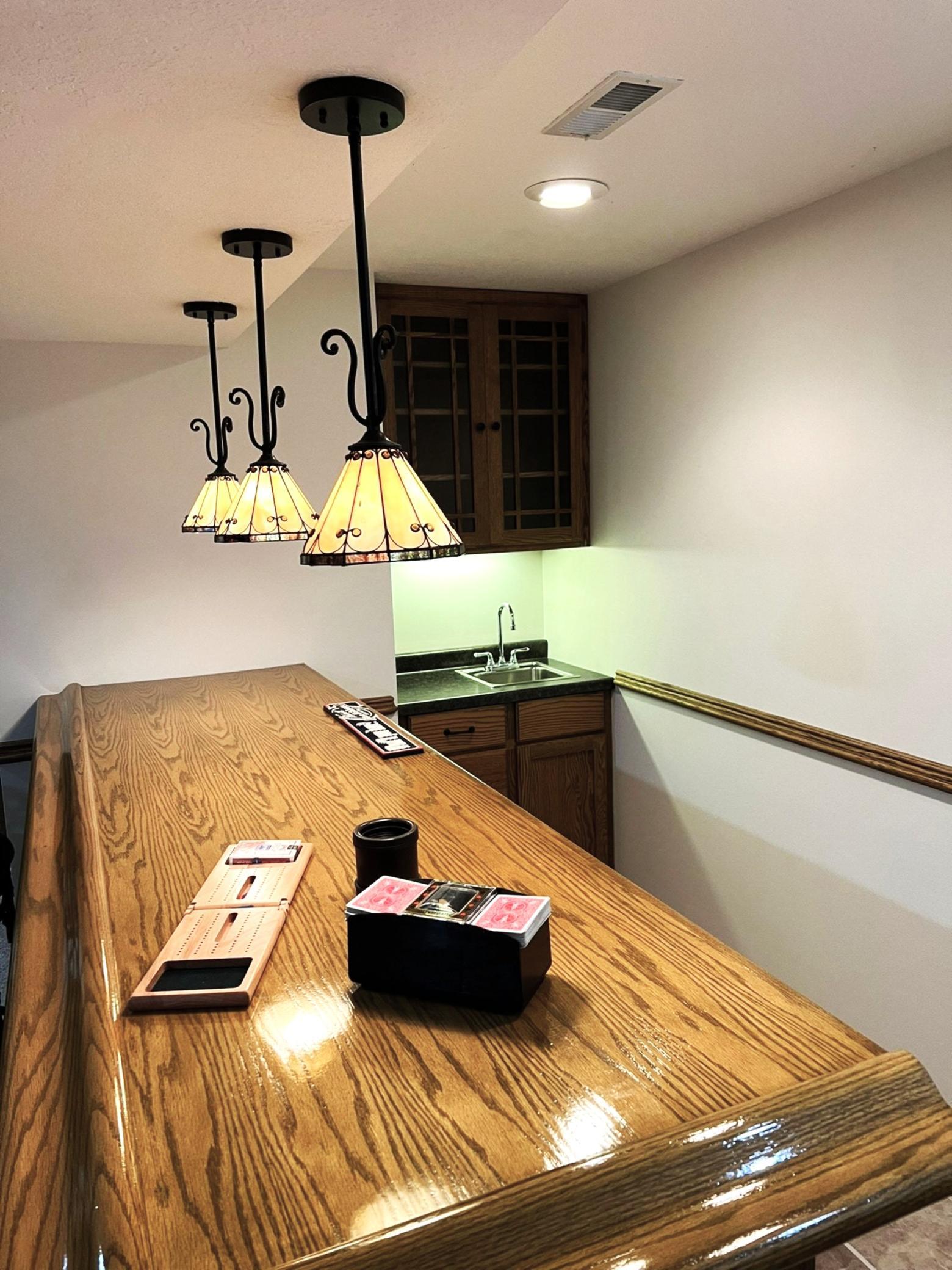 A close-up view of the built-in bar.