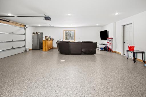 finished garage with in-floor heat and epoxy floor covering - great for entertaining!