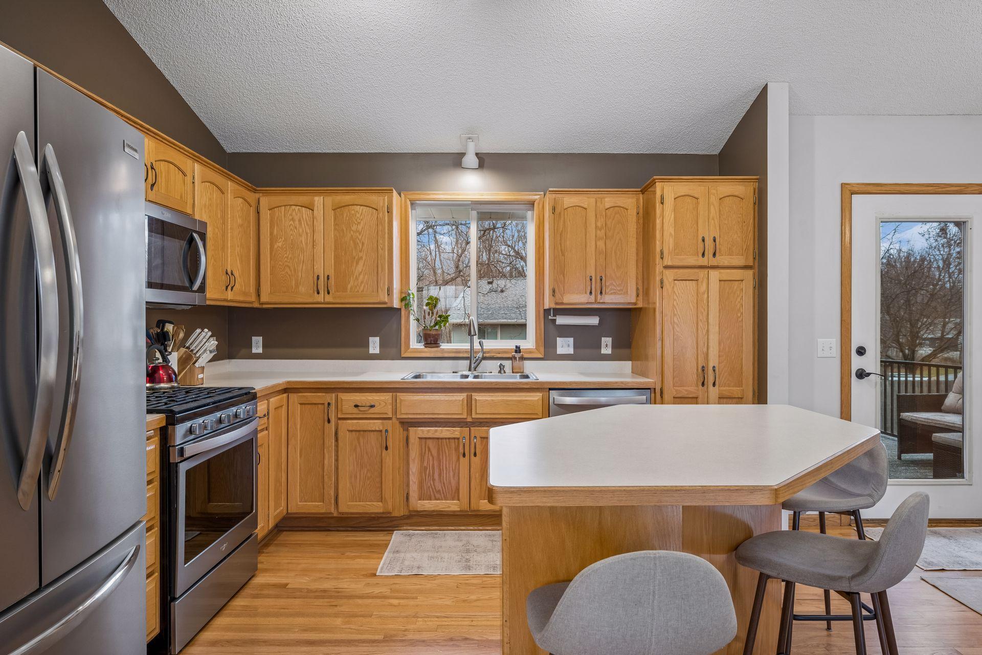 Views of the large backyard from the kitchen