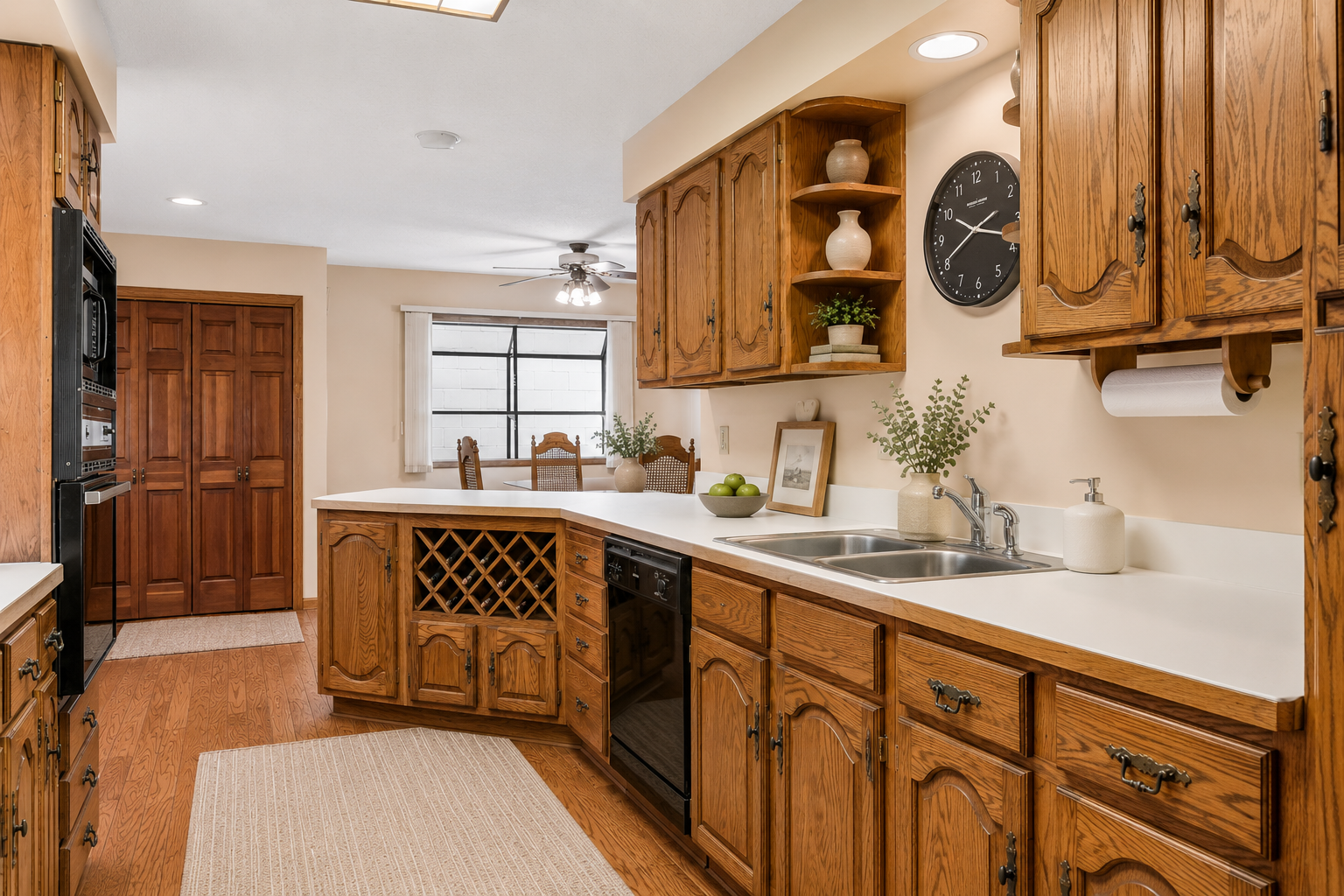 Functional kitchen with generous cabinetry.