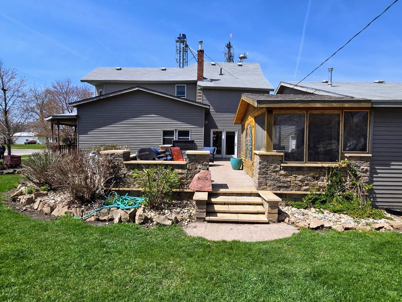 East view-stamped concrete patio
