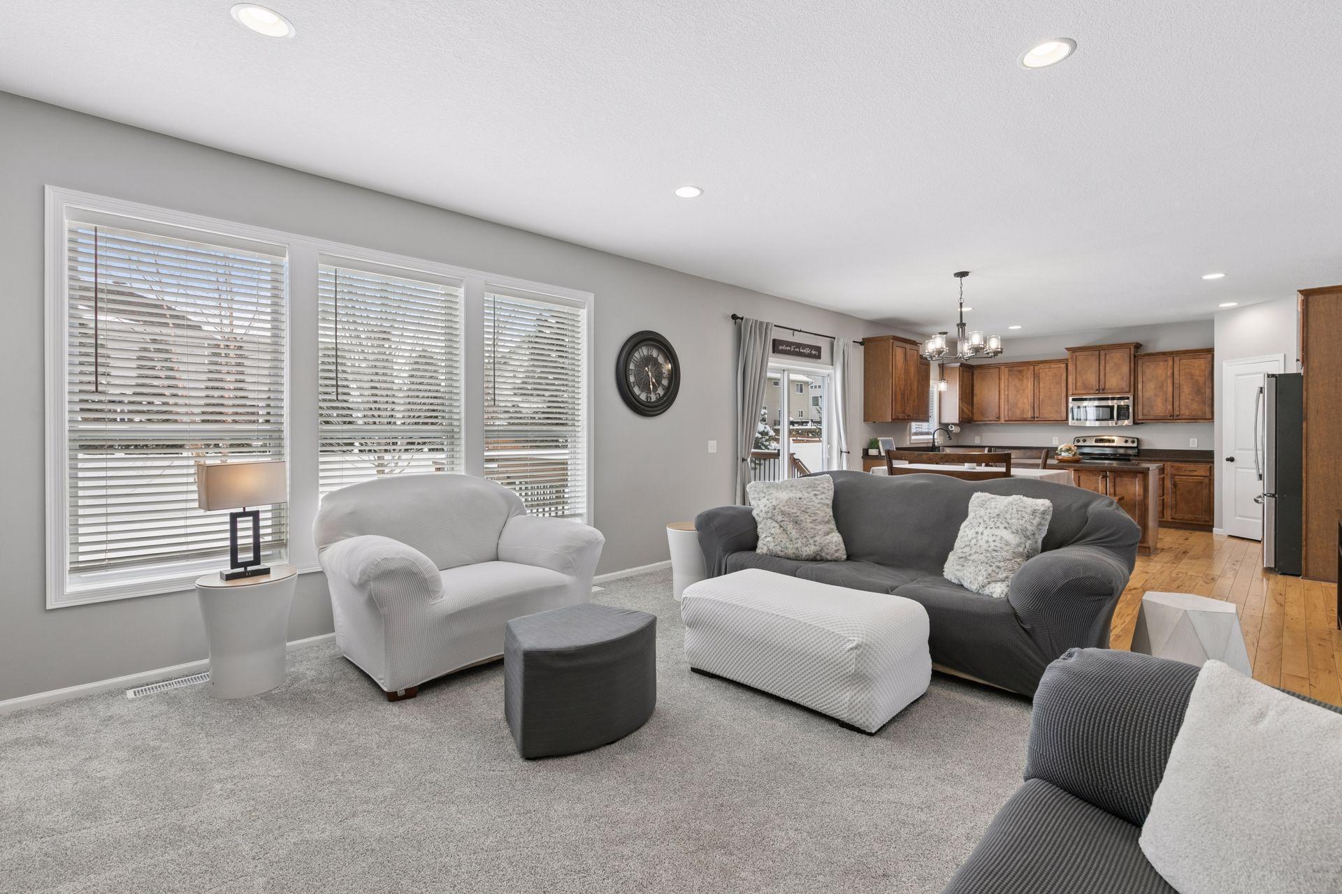 living room to dining space