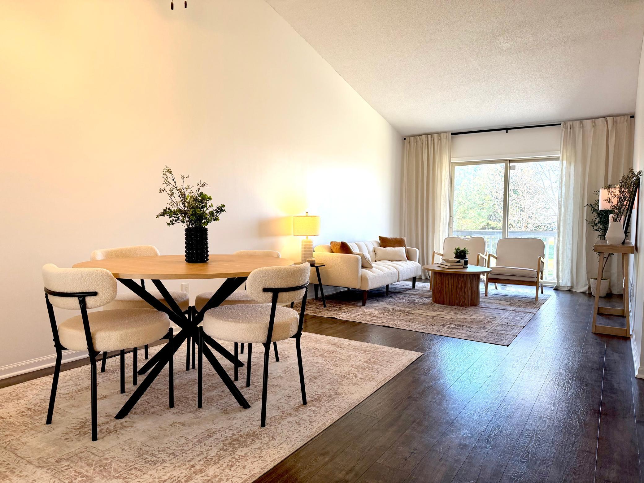 Dining room overlooking the living room