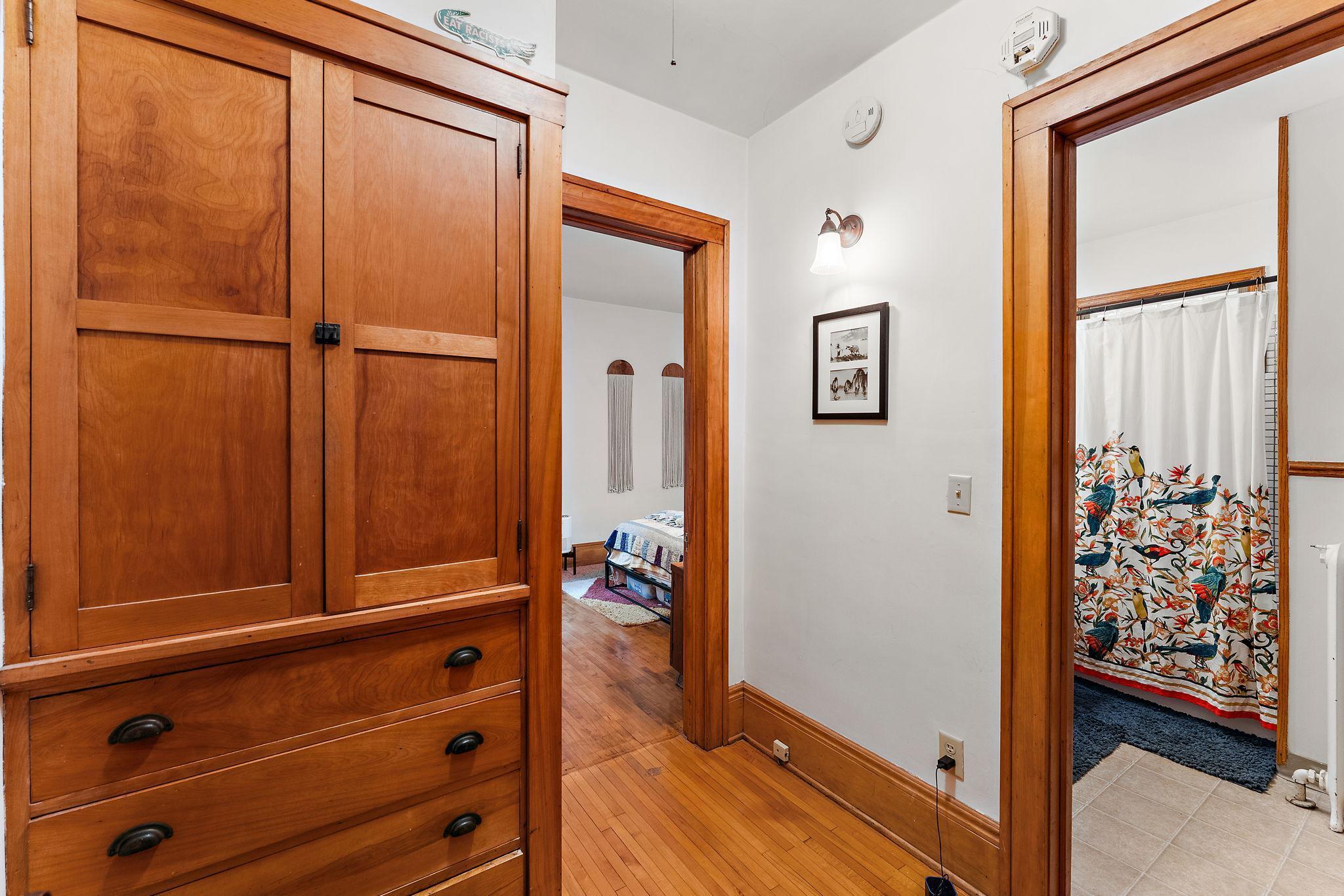 Main floor hallway to bath and beds
