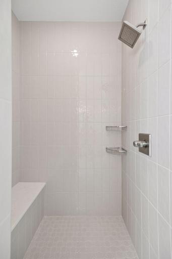 Tiled walk-in shower