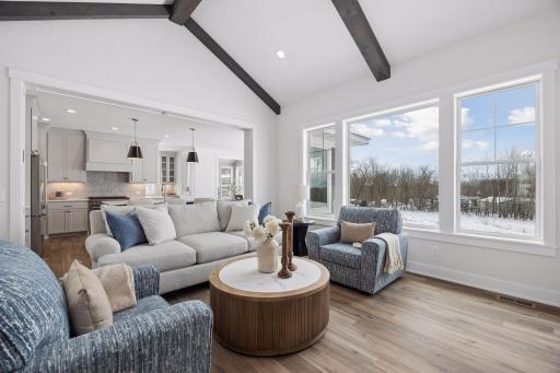 Gorgeous wood beams add color and character