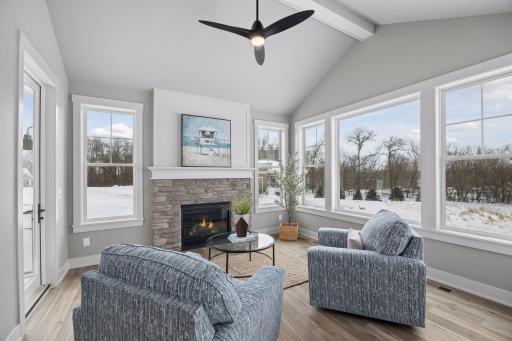 Cozy up next to the fireplace with a good book