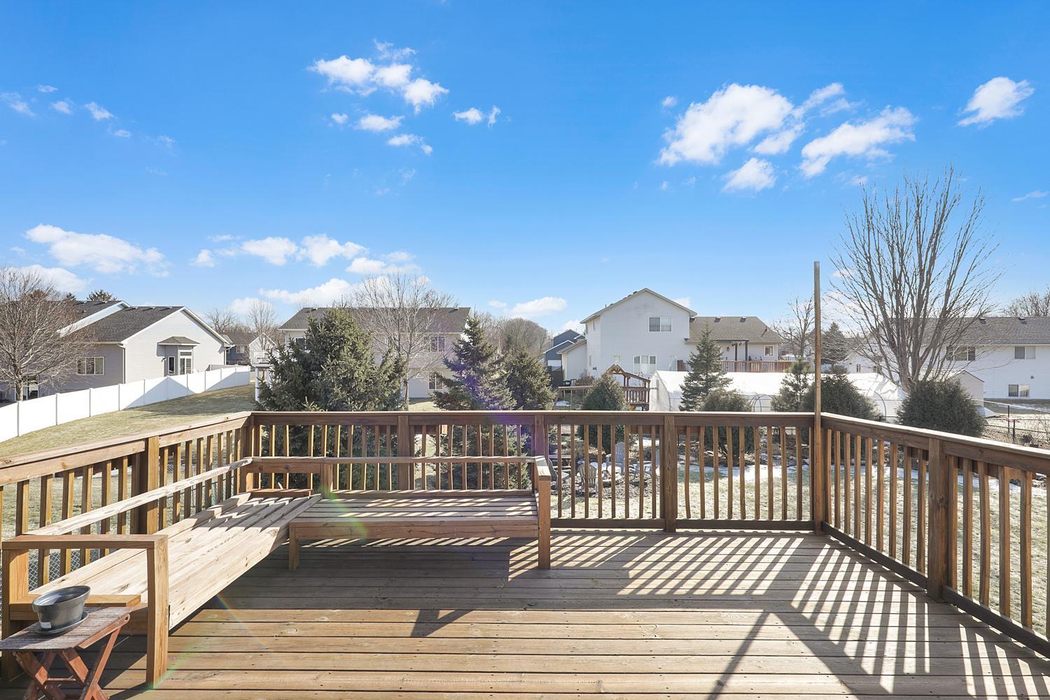 Large deck, and gorgeous back yard. The talk of the nieghborhood, this back yard has been cared for years.