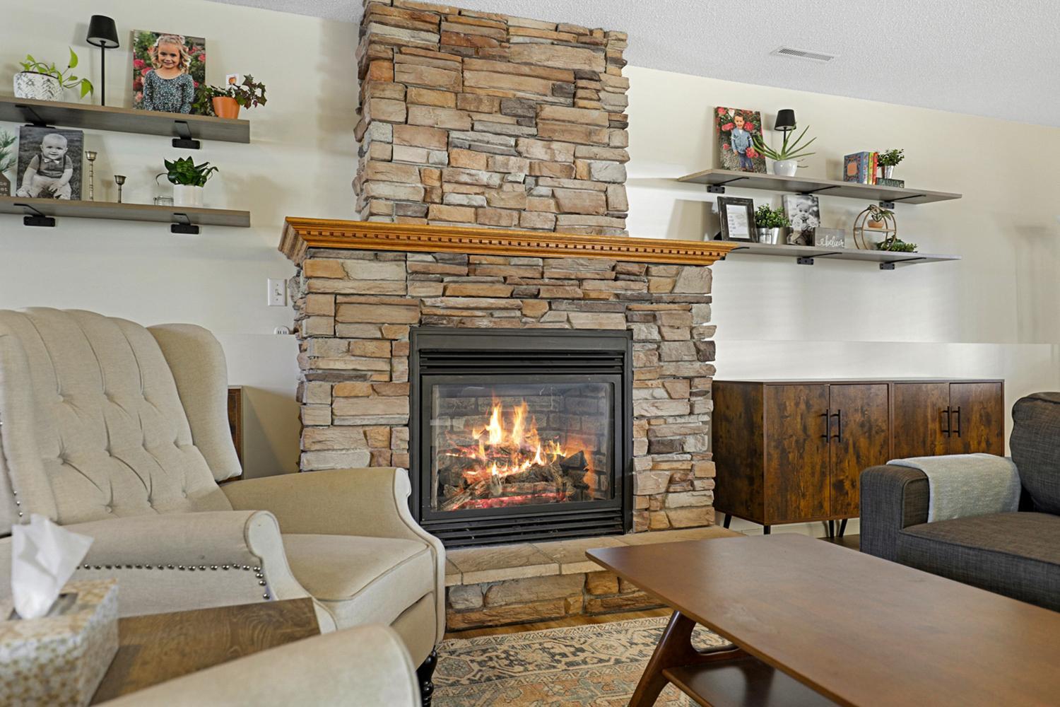 Cozy up to your gas fireplace.