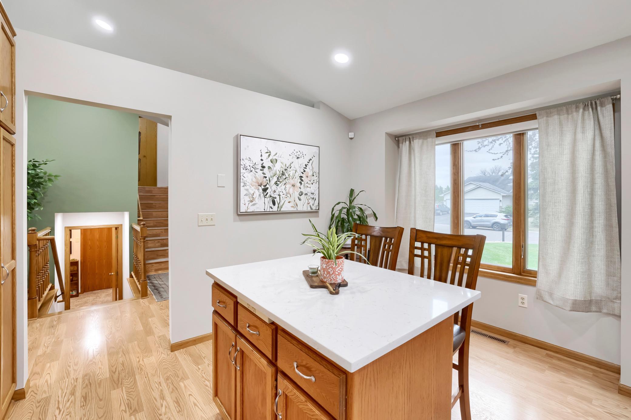 Even with the valuable island, there is plenty of room in the kitchen