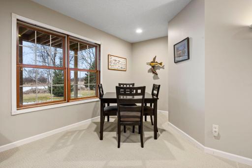This area tucked in the corner of the family room is the perfect place for a game table or reading nook.