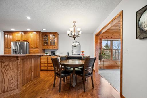 The dining room is ideally located between the kitchen and 4-season porch.
