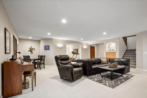 The basement family room has so much space!