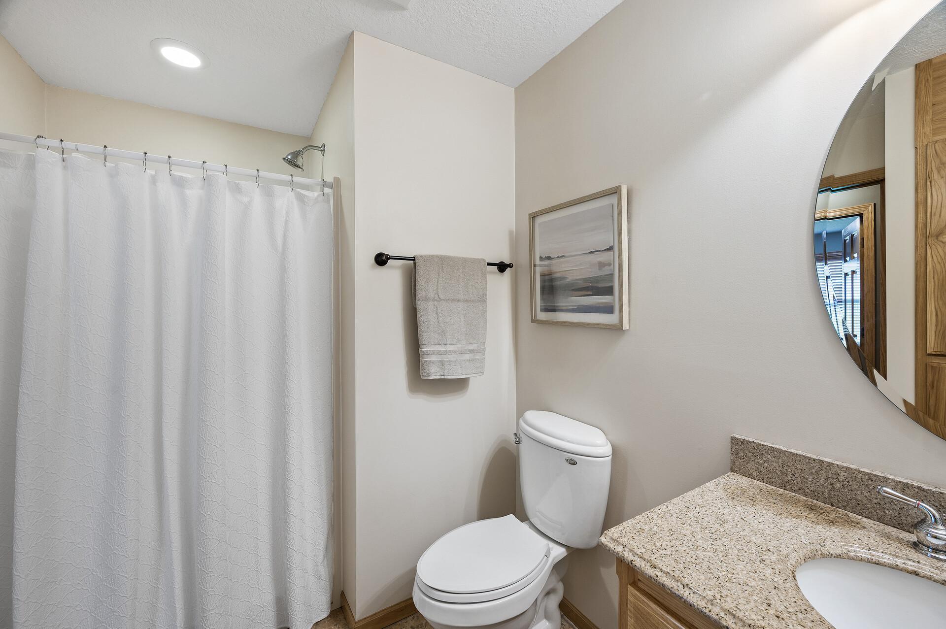 Walk in shower in this large 3/4 bath.
