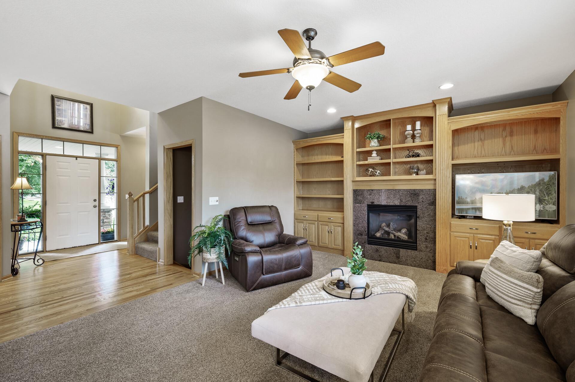 Large & open space, built in custom cabinetry.