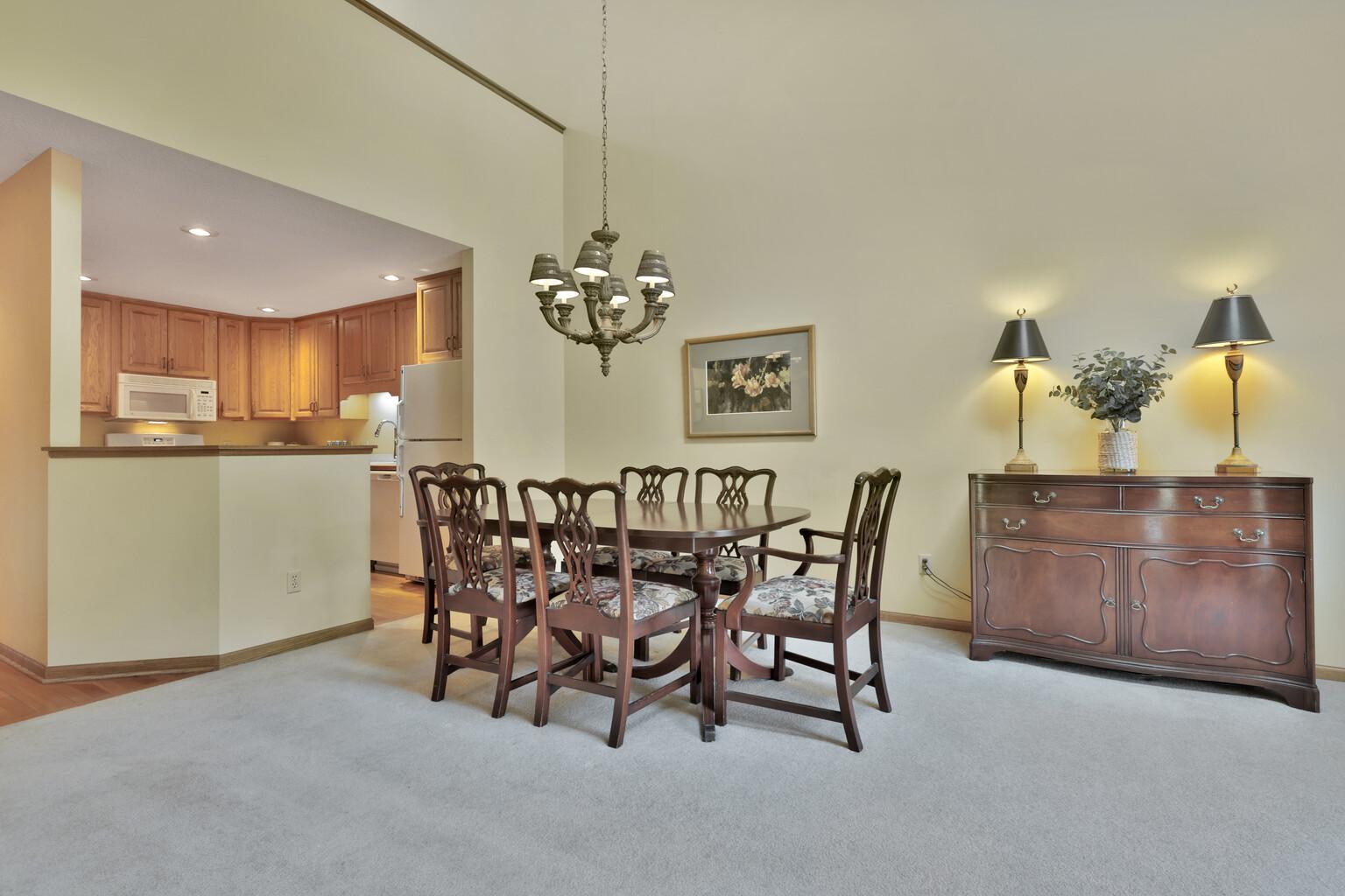 dining room open to kitchen