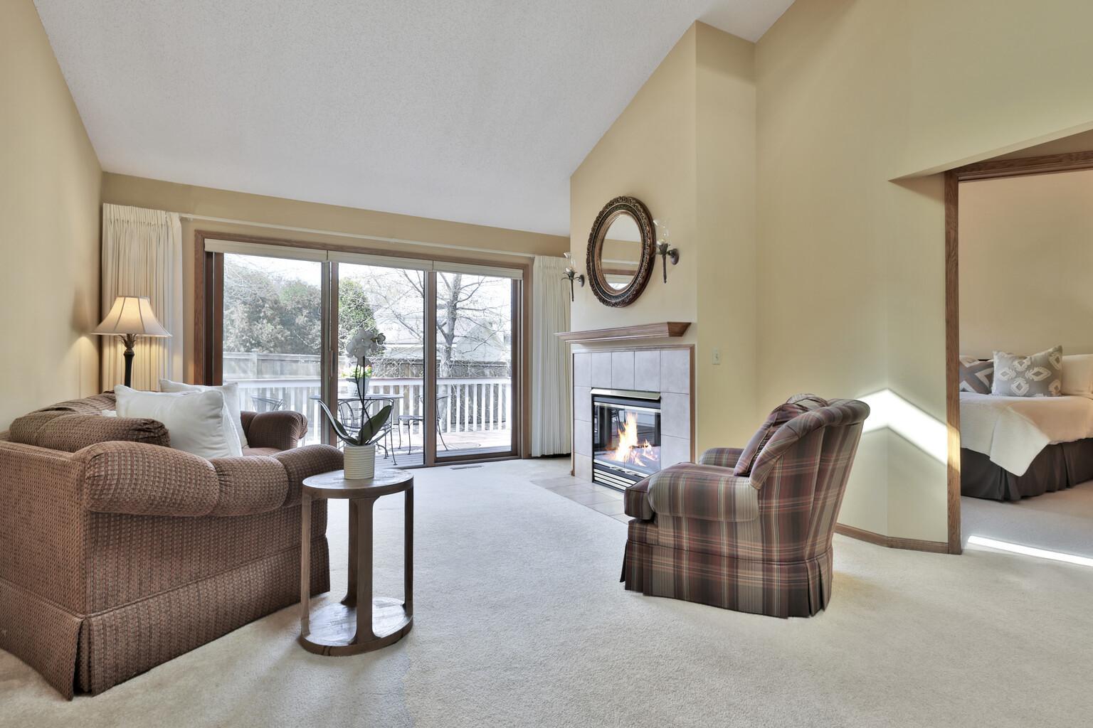 cozy living room with gas fireplace
