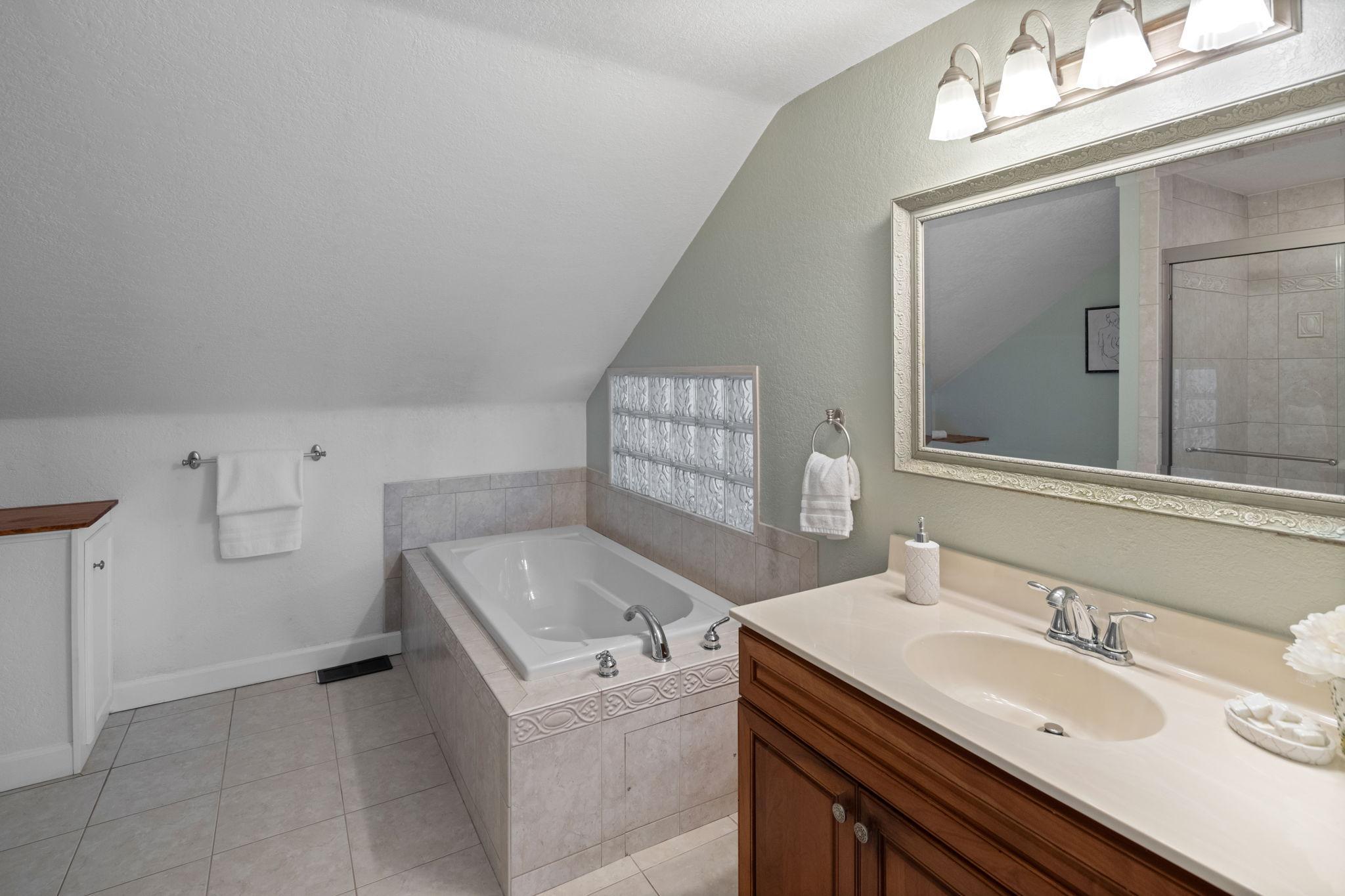 Primary bathroom. Separate tub.