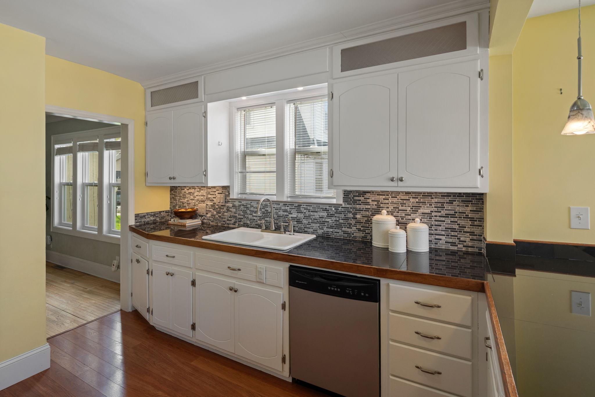 Tons of counter space and cabinetry.