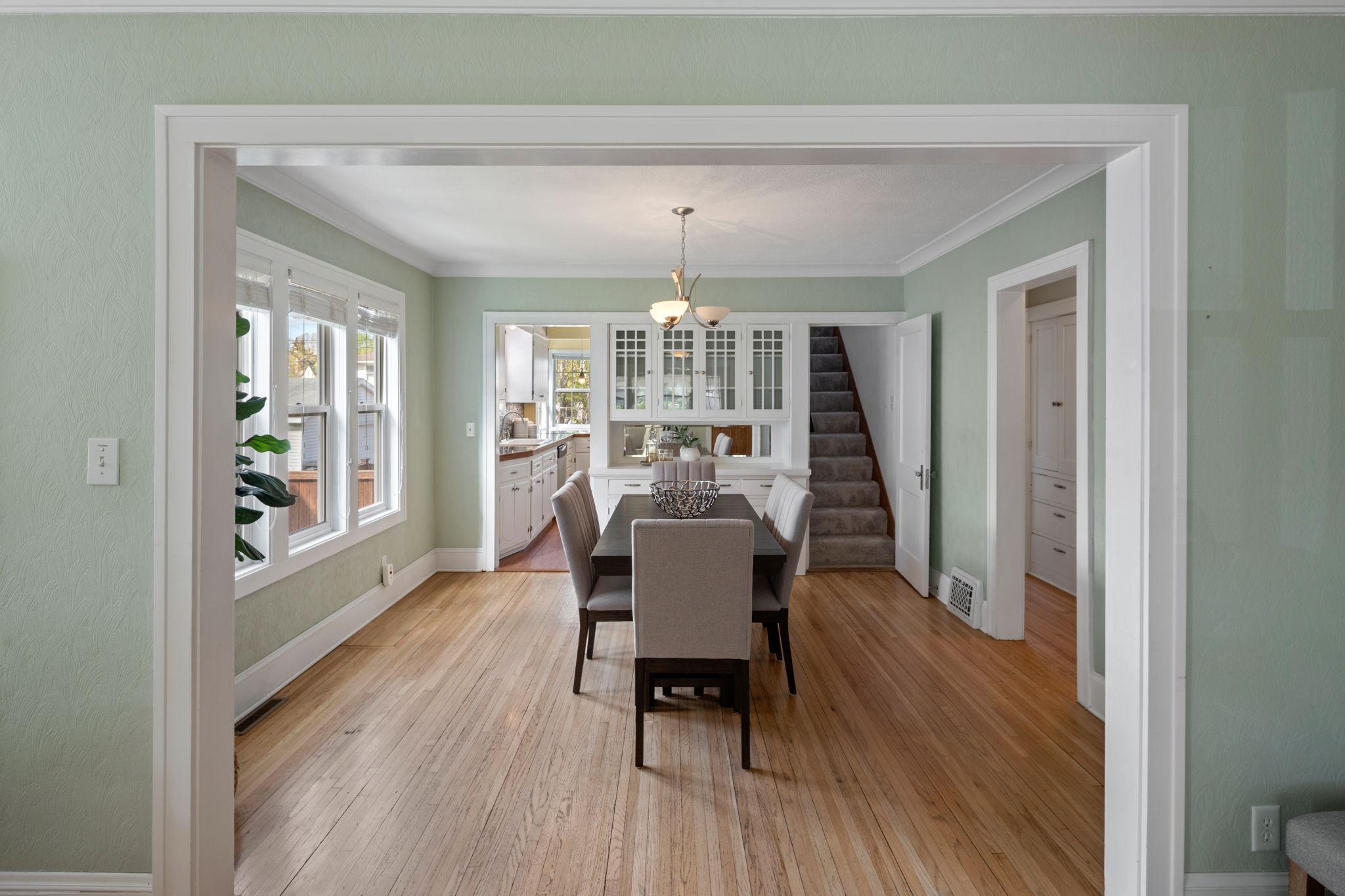 Dining Room at the center of the home.