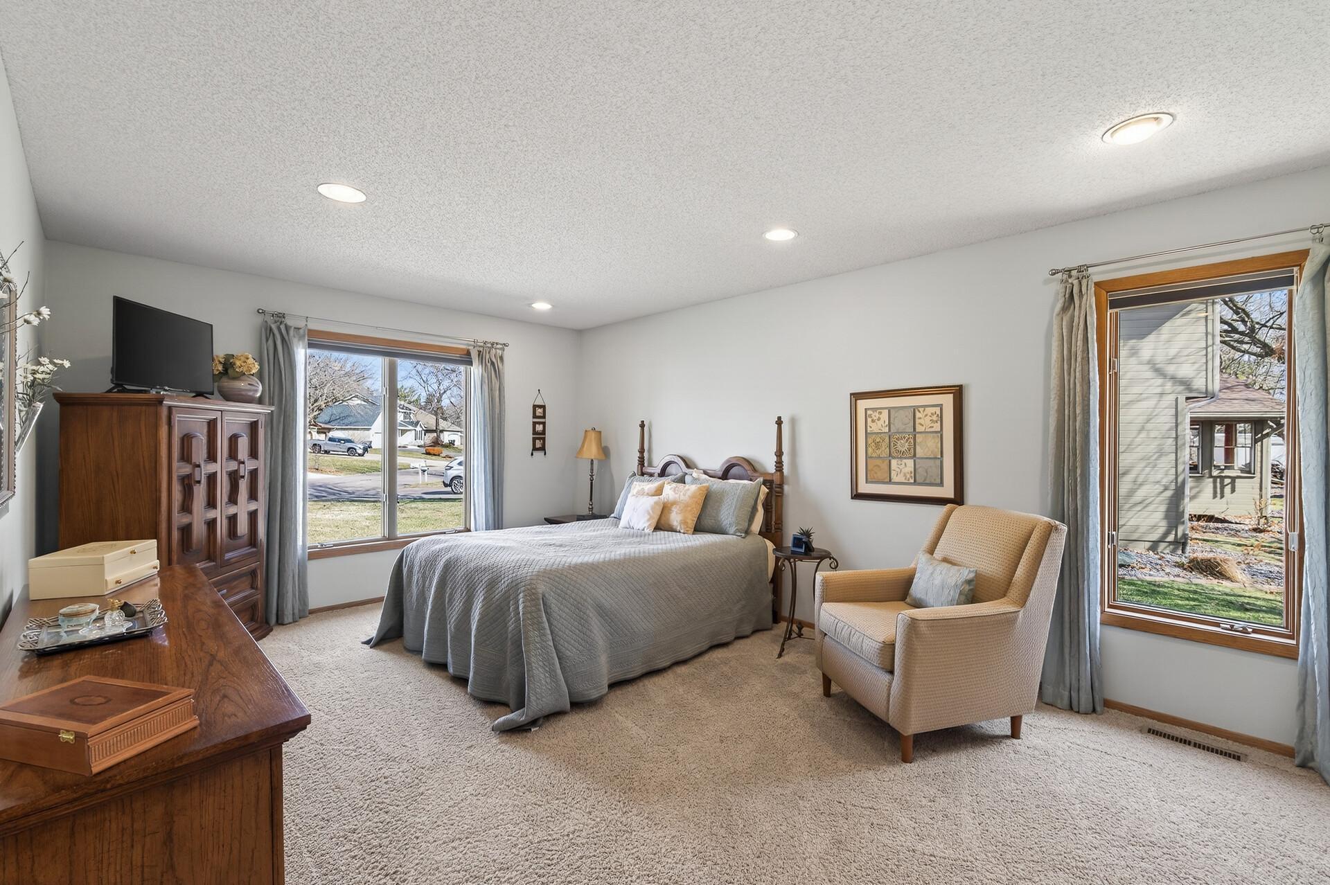 Spacious primary suite with room to truly unwind