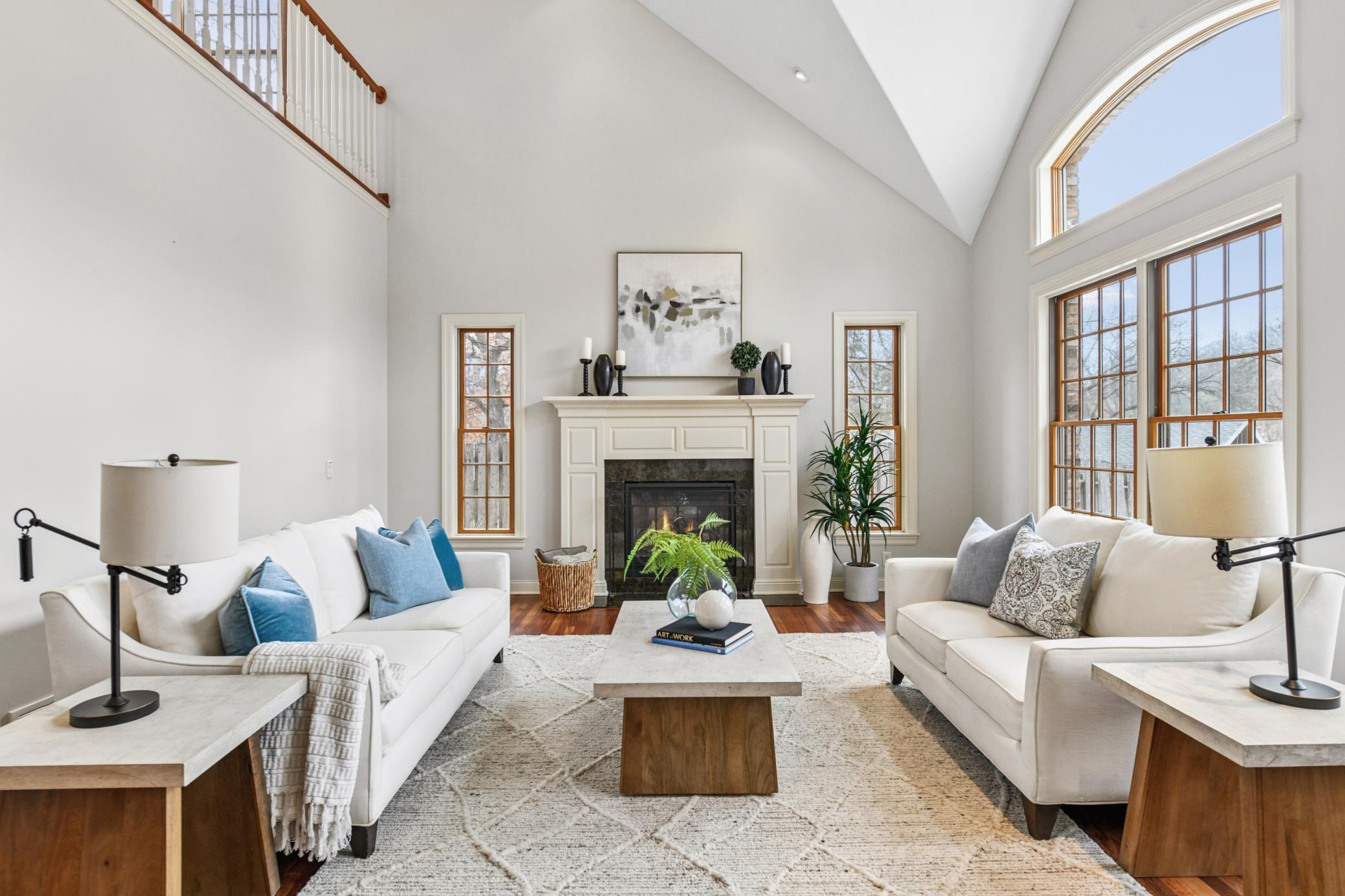 Enjoy surround sound music and conversations with guests beneath the cathedral style ceilings