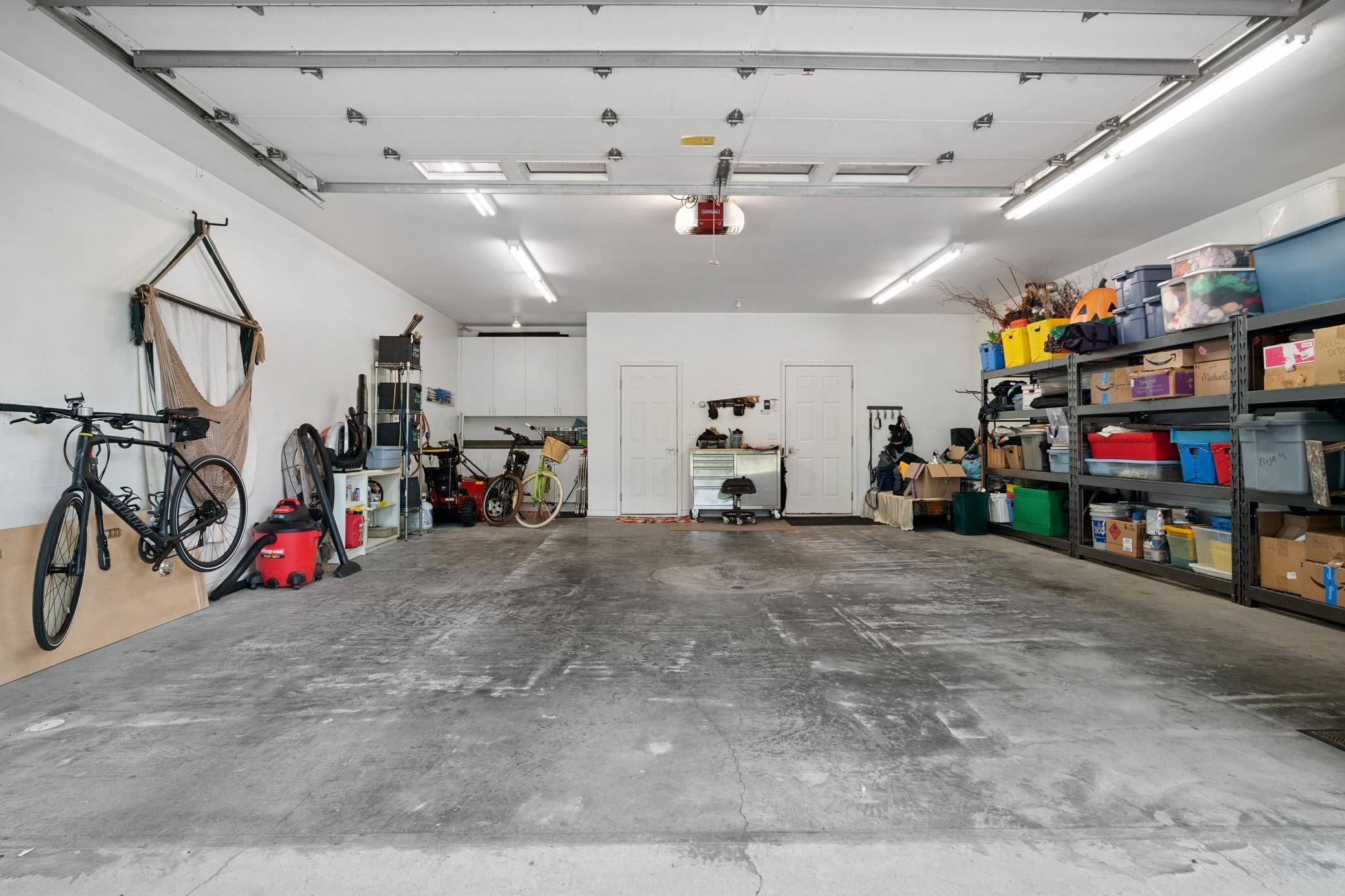 Lower two car garage with heated flooring