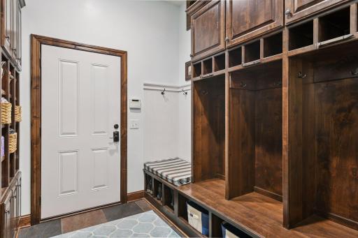 The Mud Room offers built-in lockers, cubbies and cabinetry to help you keep all your hats and mitten organized.