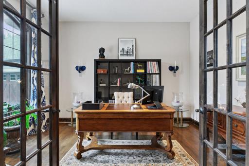 8' French doors open into the main level Home Office - perfect for working from home.