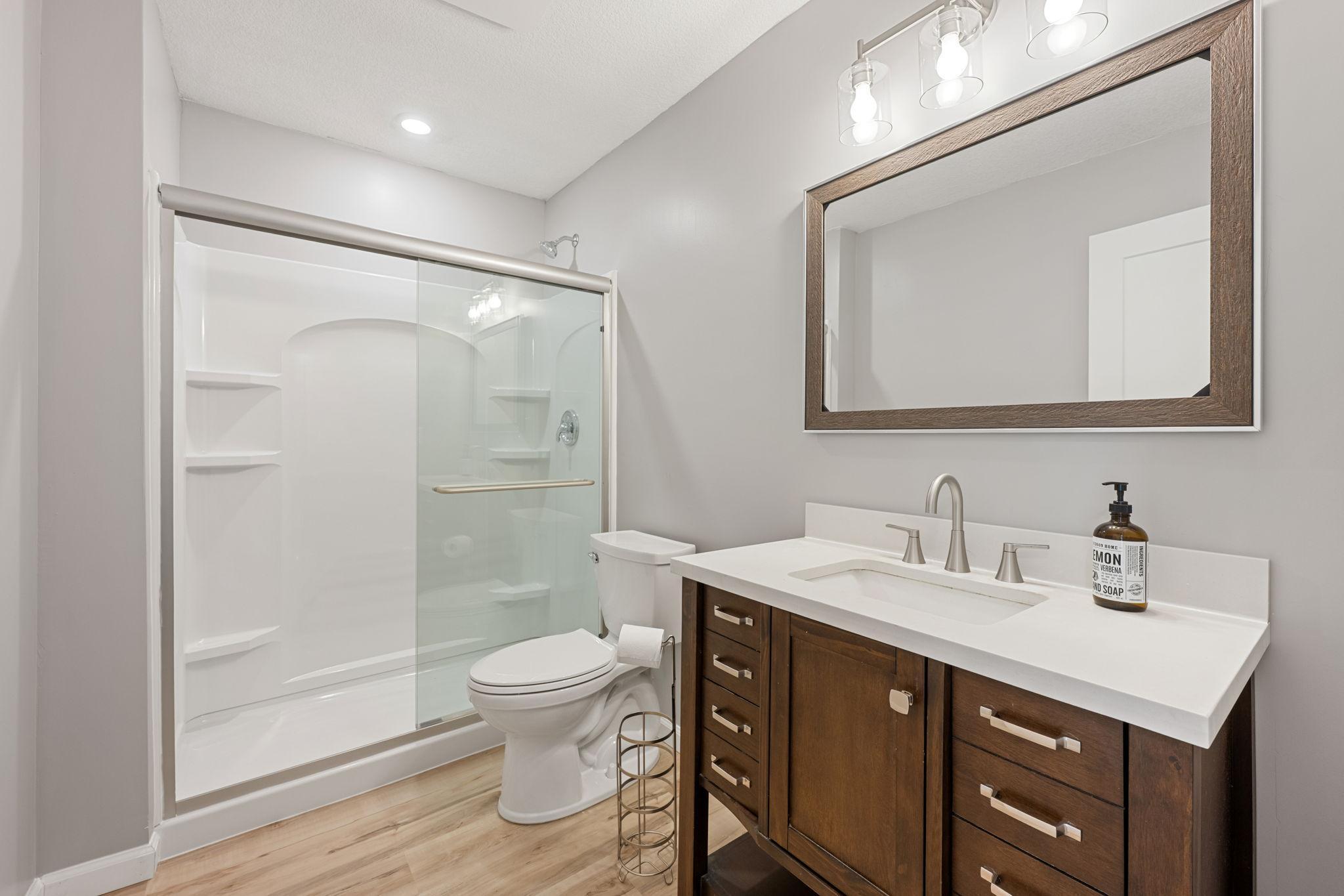 Beautiful lower level 3/4 bath.
