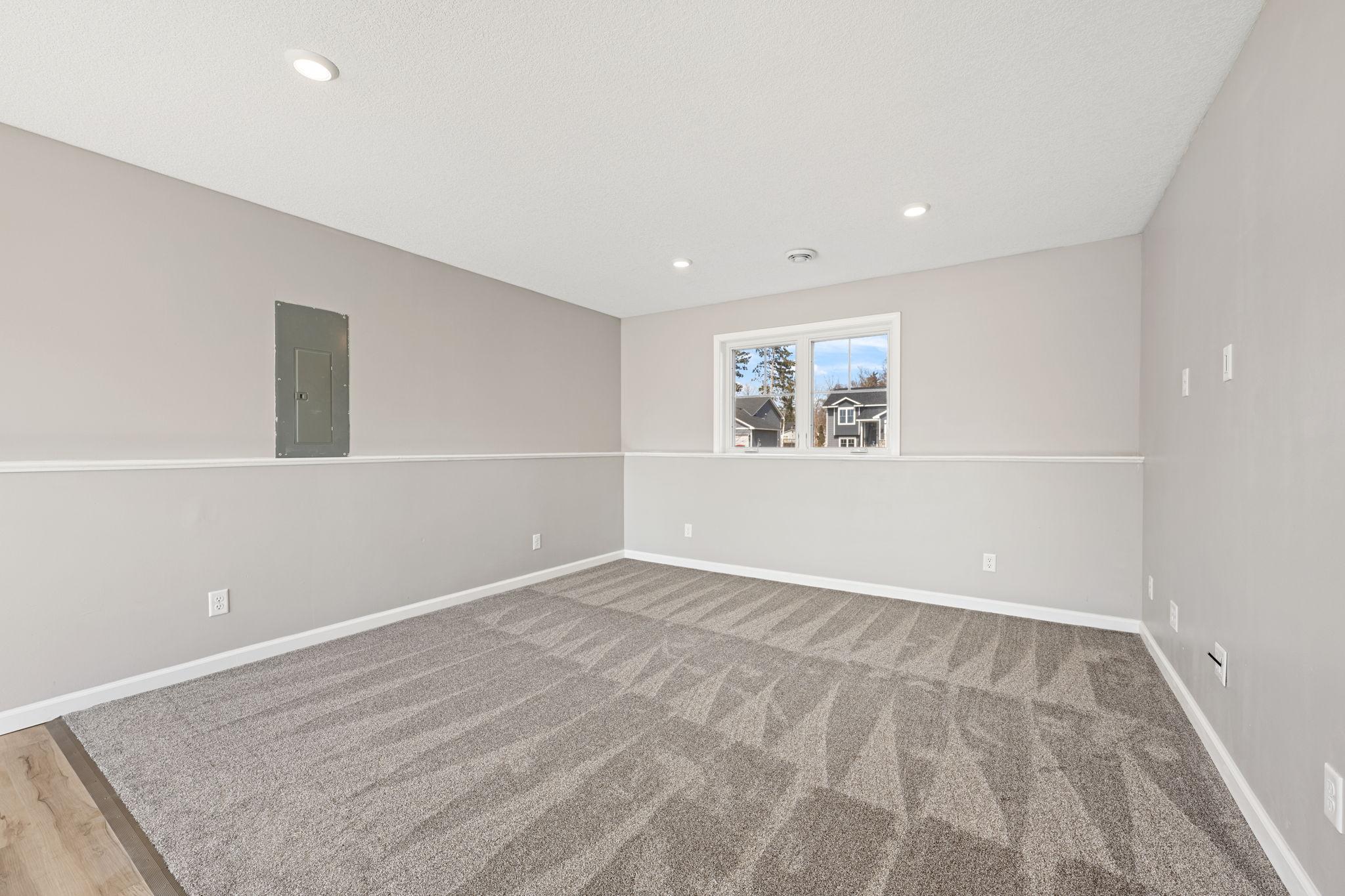 Low voltage wiring for ethernet and modem/router setup installed int he basement family room. Ethernet runs to both lower level bedrooms as well.