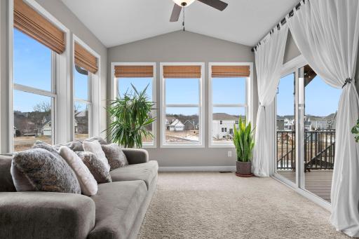 The 4-season porch off the back of the house has amazing views in every direction!