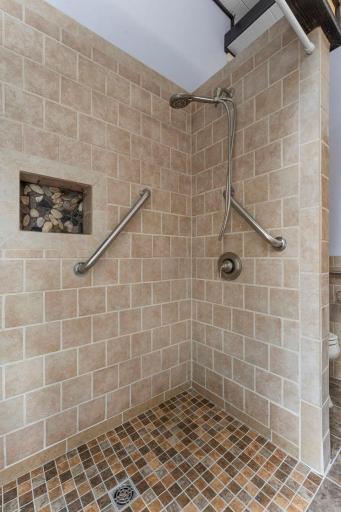 No step, modern ceramic tiled shower!