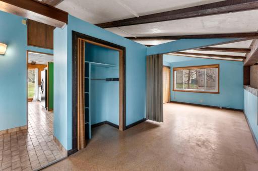 Tiled flooring to kitchen and dining.