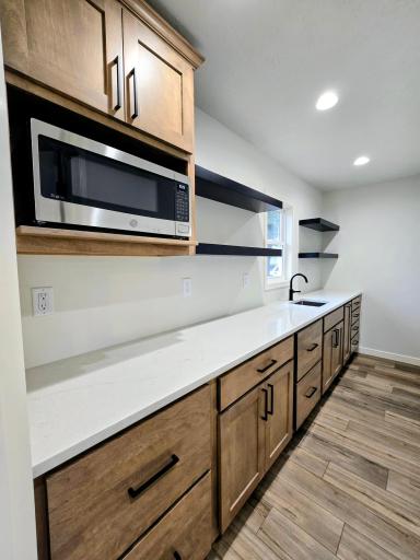Quartz countertops inside the awesome pantry!