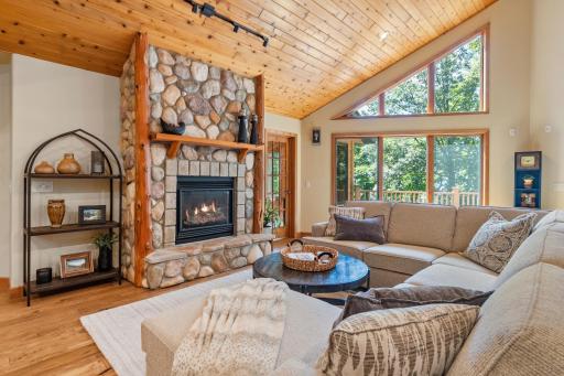 The gas fireplace is new and keeps this room cozy warm