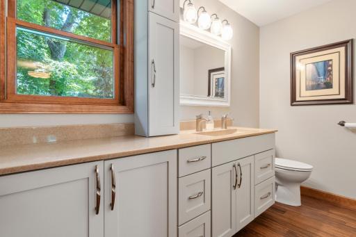 Primary bathroom ensuite with walk in tile shower