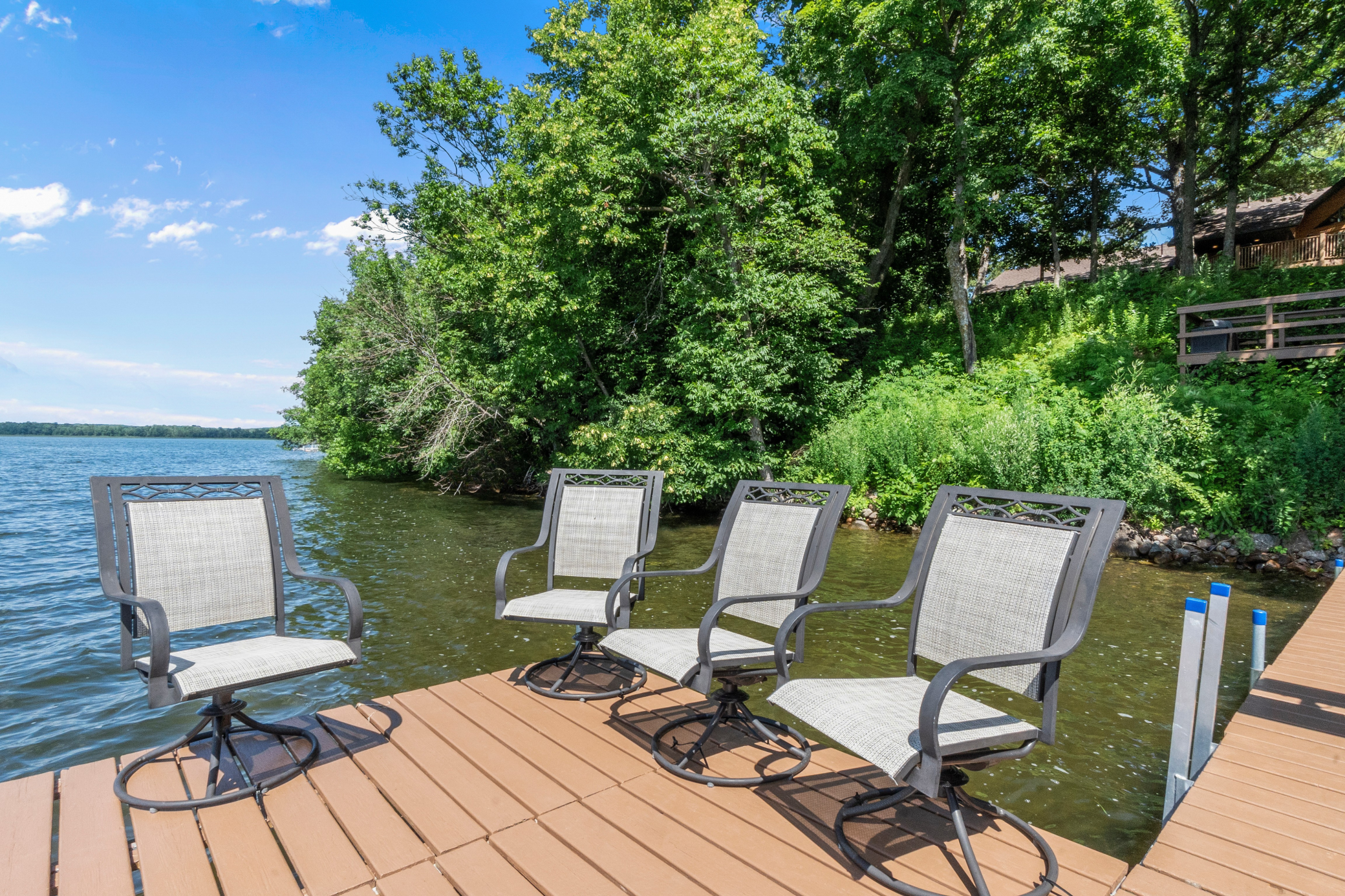 Great swimming with the hard sandy lake bottom and crystal clear water - plus notice all of the privacy to the north!