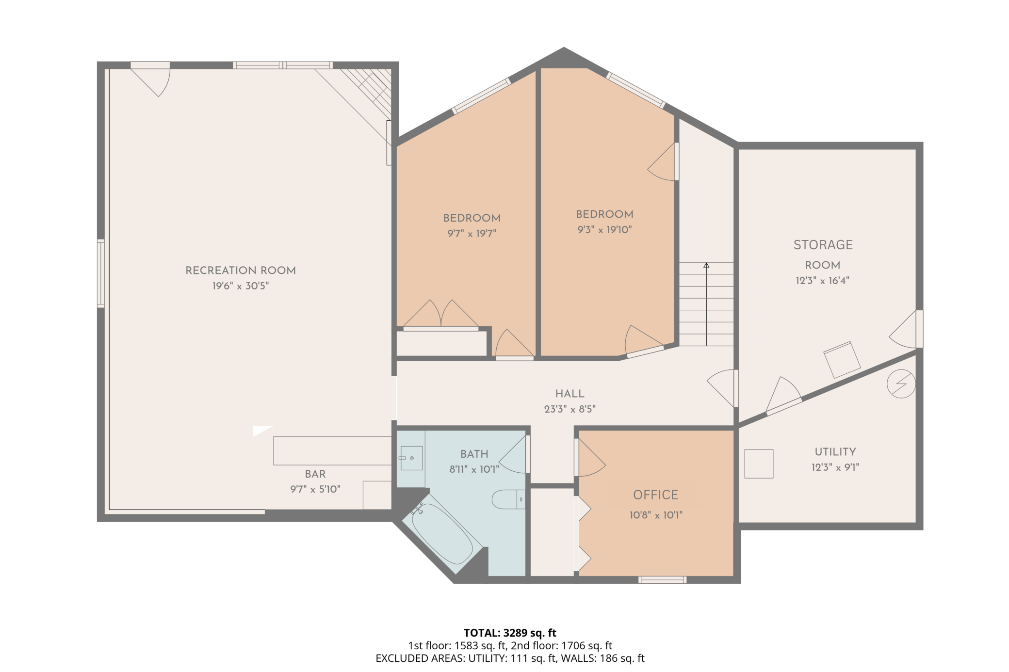 Lower Level Layout with approximant sizes