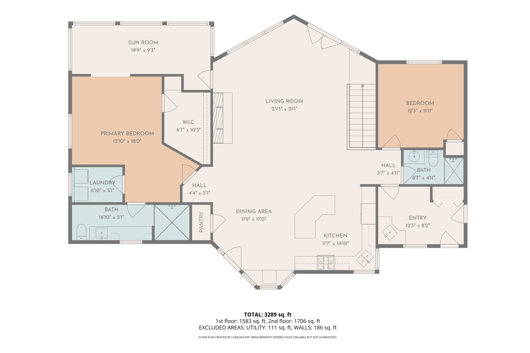 Main Level Layout with Approximant Sizes