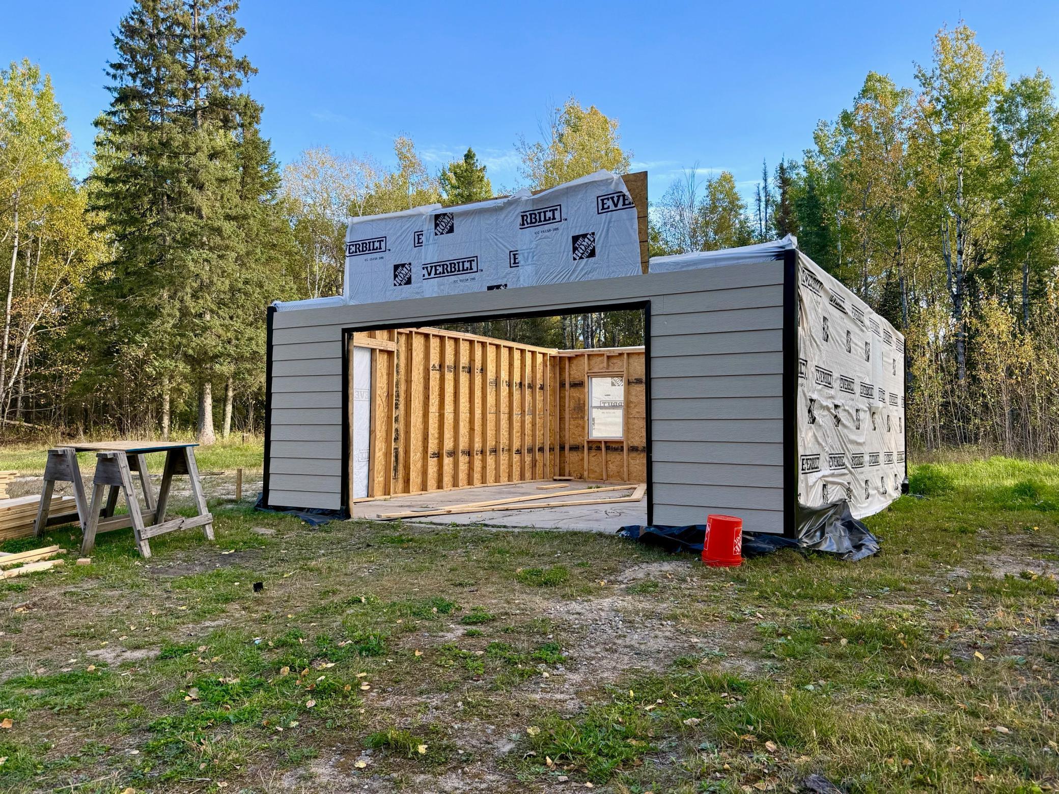 Garage in progress partially sided with LP Smartside.jpeg